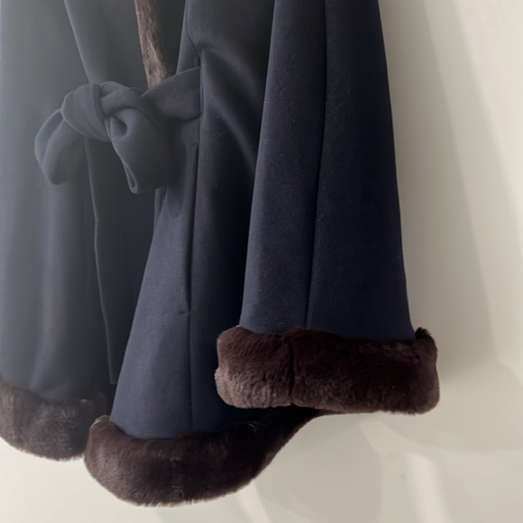 Ellen Tracy Fur Trimmed Wool Blend Cape Coat XL - Picture 4 of 10